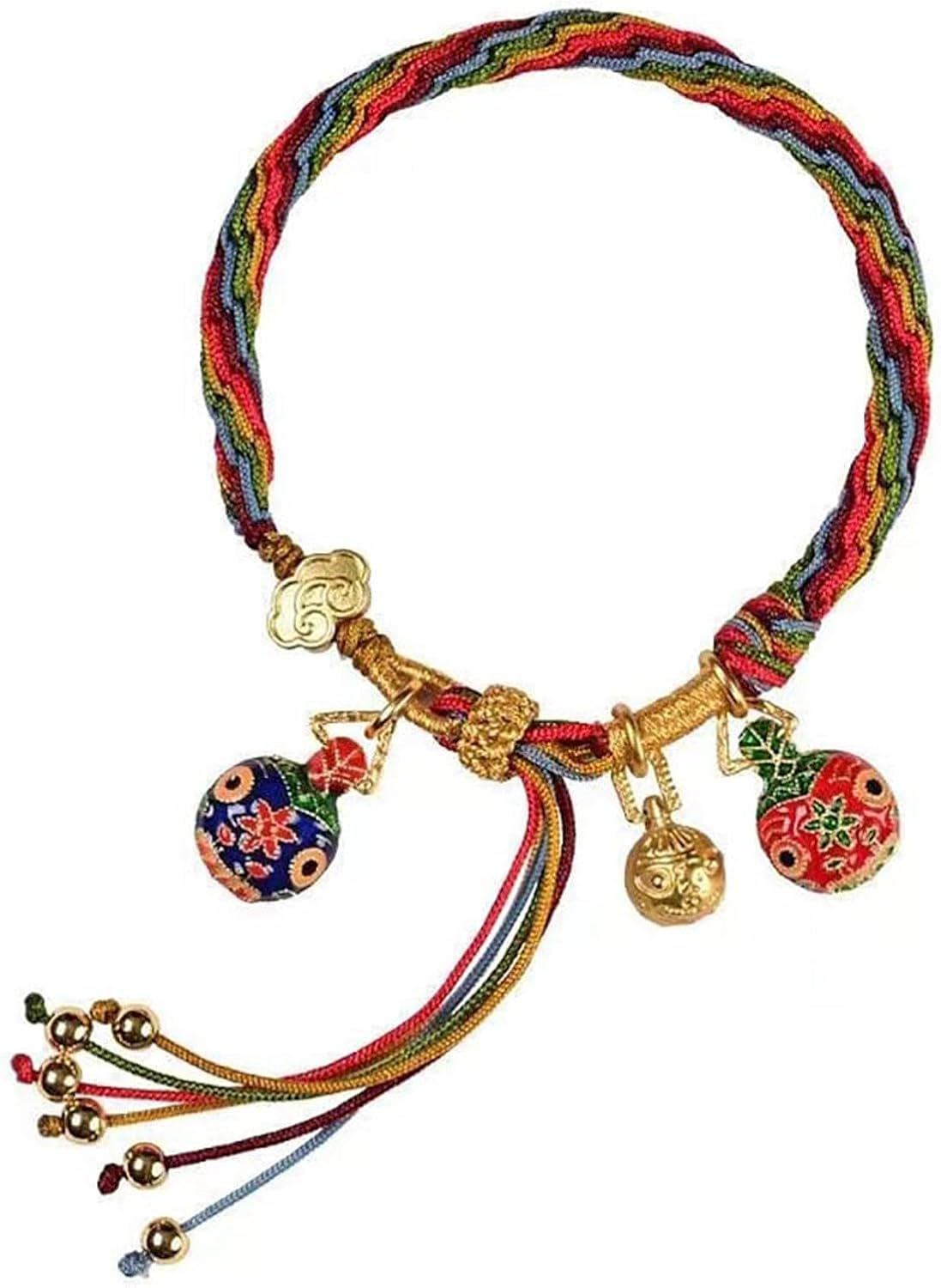 Tuna Bracelet of Reincarnation.Colorful Rope Gold Swallowing Beast Remove Bad Luck Resolve and Reincarnation Tibetan Adjustable Handmade Feng Shui Samsara Religious Jewelry Gifts for Women Men(A family of three): Clothing. Shoes & Jewelry