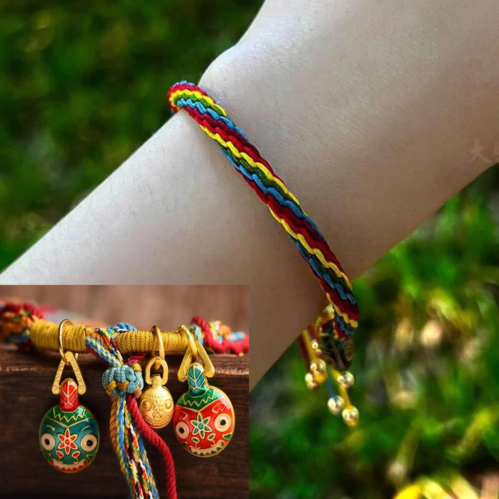 Tuna Bracelet of Reincarnation.Colorful Rope Gold Swallowing Beast Remove Bad Luck Resolve and Reincarnation Tibetan Adjustable Handmade Feng Shui Samsara Religious Jewelry Gifts for Women Men(A family of three): Clothing. Shoes & Jewelry