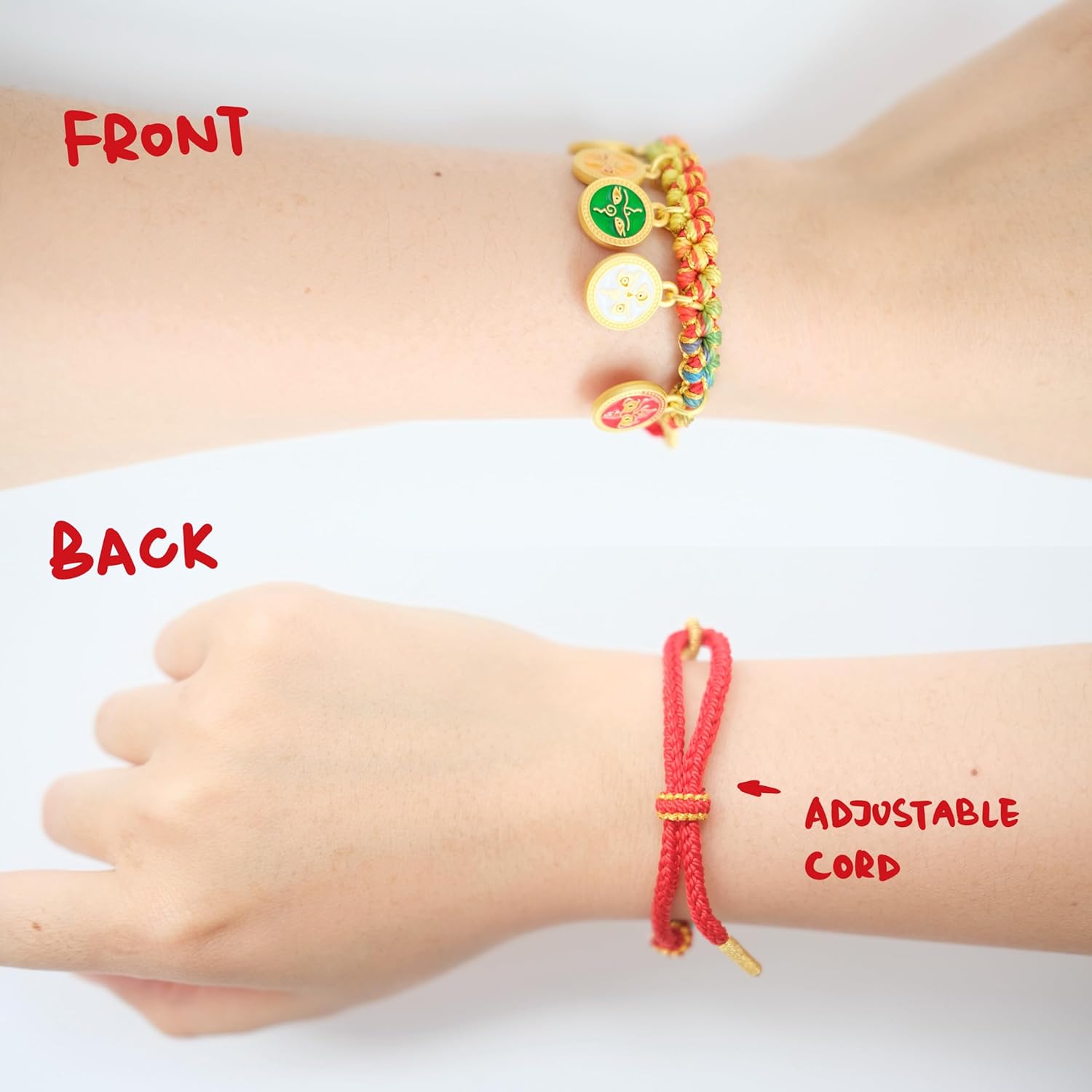 Tibetan Handmade Buddha Bracelet for Men & Women with a Talisman. Buddhist Red String Bracelet with Enamel Charm. Adjustable Knotted Lucky Feng Shui Copper Protection Bracelets : Clothing. Shoes & Jewelry