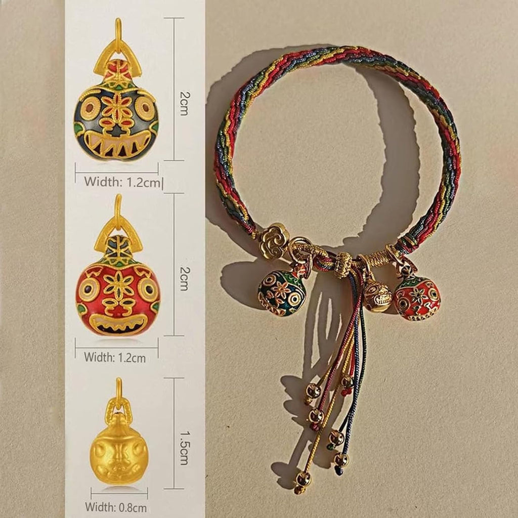 Tuna Bracelet of Reincarnation.Colorful Rope Gold Swallowing Beast Remove Bad Luck Resolve and Reincarnation Tibetan Adjustable Handmade Feng Shui Samsara Religious Jewelry Gifts for Women Men(A family of three): Clothing. Shoes & Jewelry