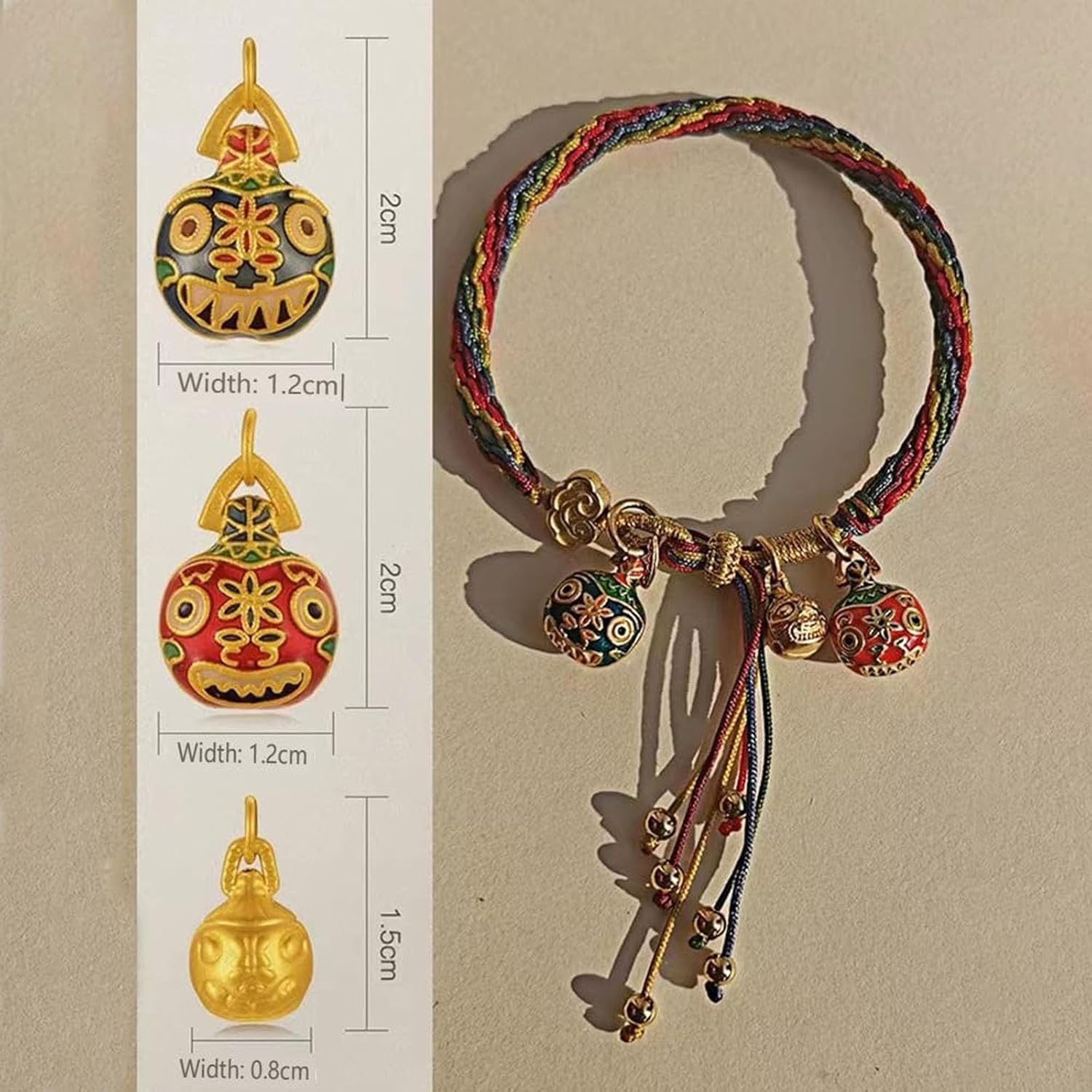 Tuna Bracelet of Reincarnation.Colorful Rope Gold Swallowing Beast Remove Bad Luck Resolve and Reincarnation Tibetan Adjustable Handmade Feng Shui Samsara Religious Jewelry Gifts for Women Men(A family of three): Clothing. Shoes & Jewelry