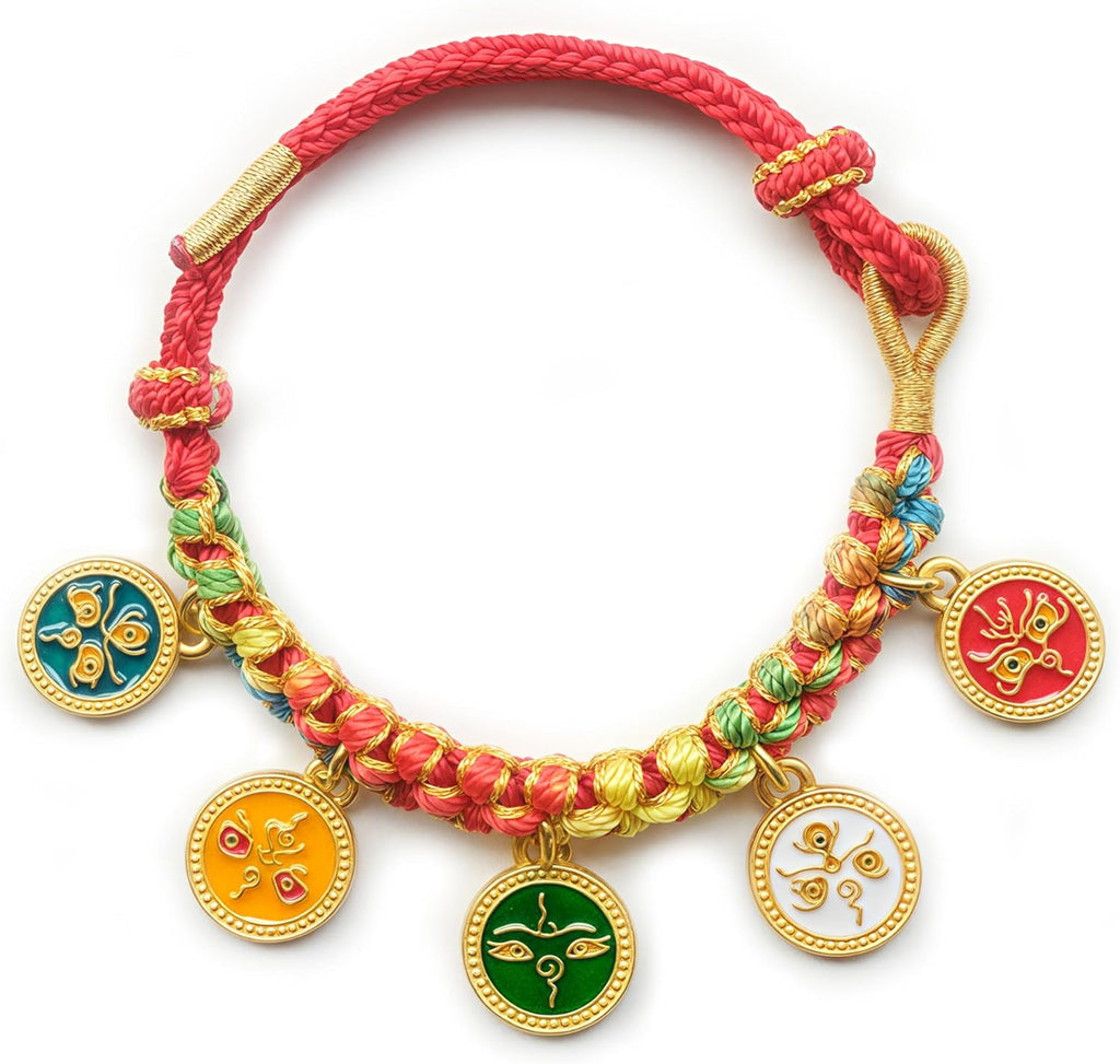 Tibetan Handmade Buddha Bracelet for Men & Women with a Talisman. Buddhist Red String Bracelet with Enamel Charm. Adjustable Knotted Lucky Feng Shui Copper Protection Bracelets : Clothing. Shoes & Jewelry