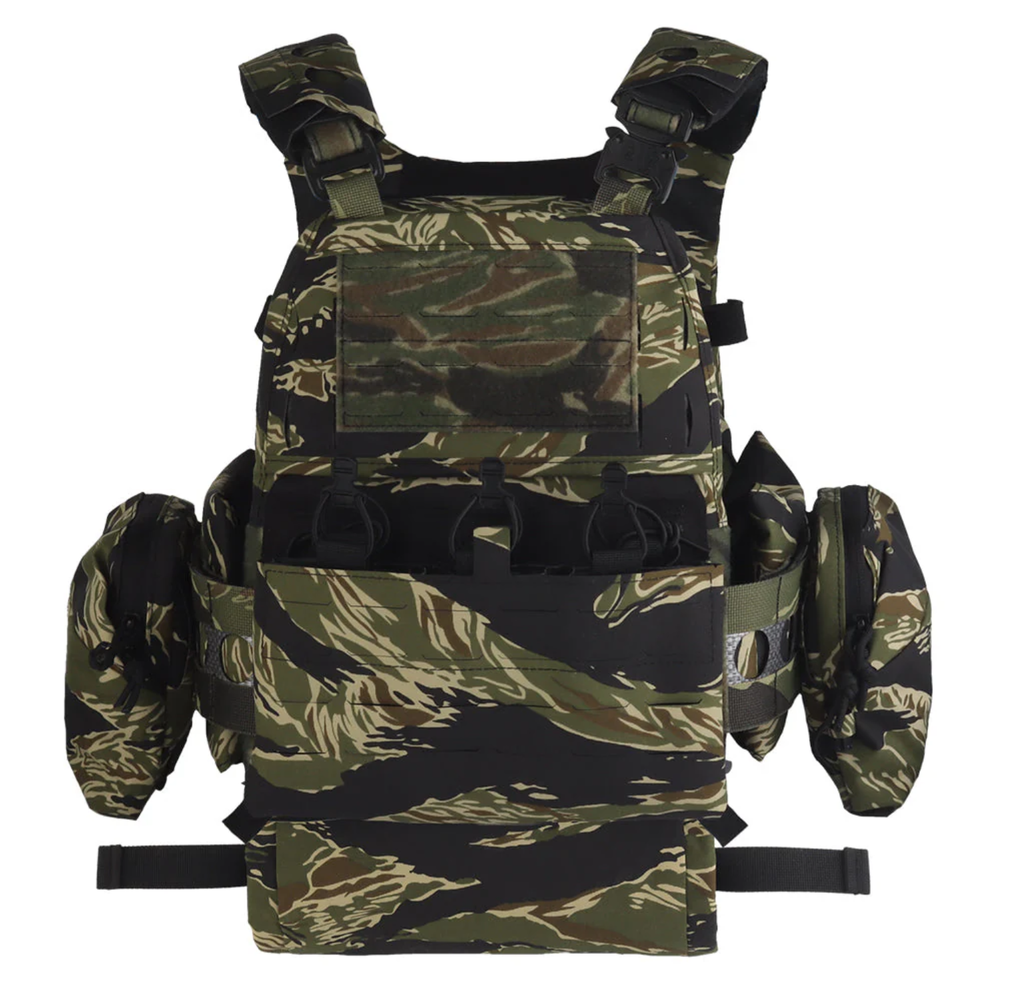 V5 FCPC Modular Plate Carrier with Laser-Cut MOLLE – Full Kit – Tiger Stripe
